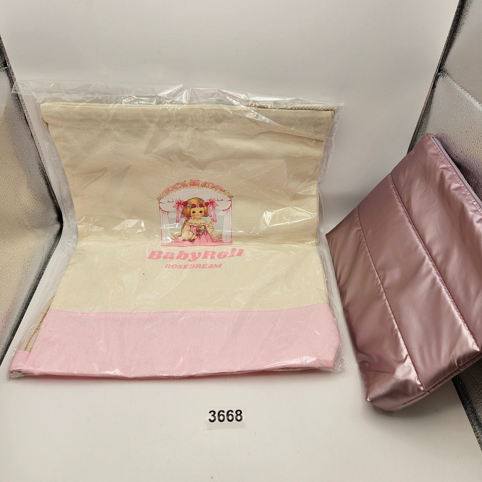 Babyroll Rosedream Pink Puffer Tote Bag & Drawstring Backpack Set Kawaii